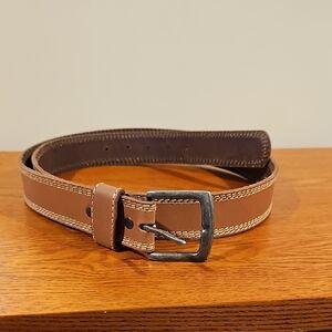 Wrangler Tan Leather Belt with Silver Buckle